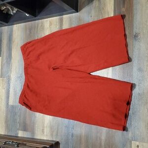 Eileen fisher organic cotton knit rust red orange pocket crop wide leg pants